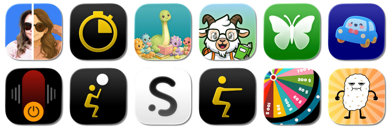 Two rows of multiple app icons