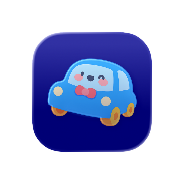 App icon for My Commute with a cute blue car who is smiling